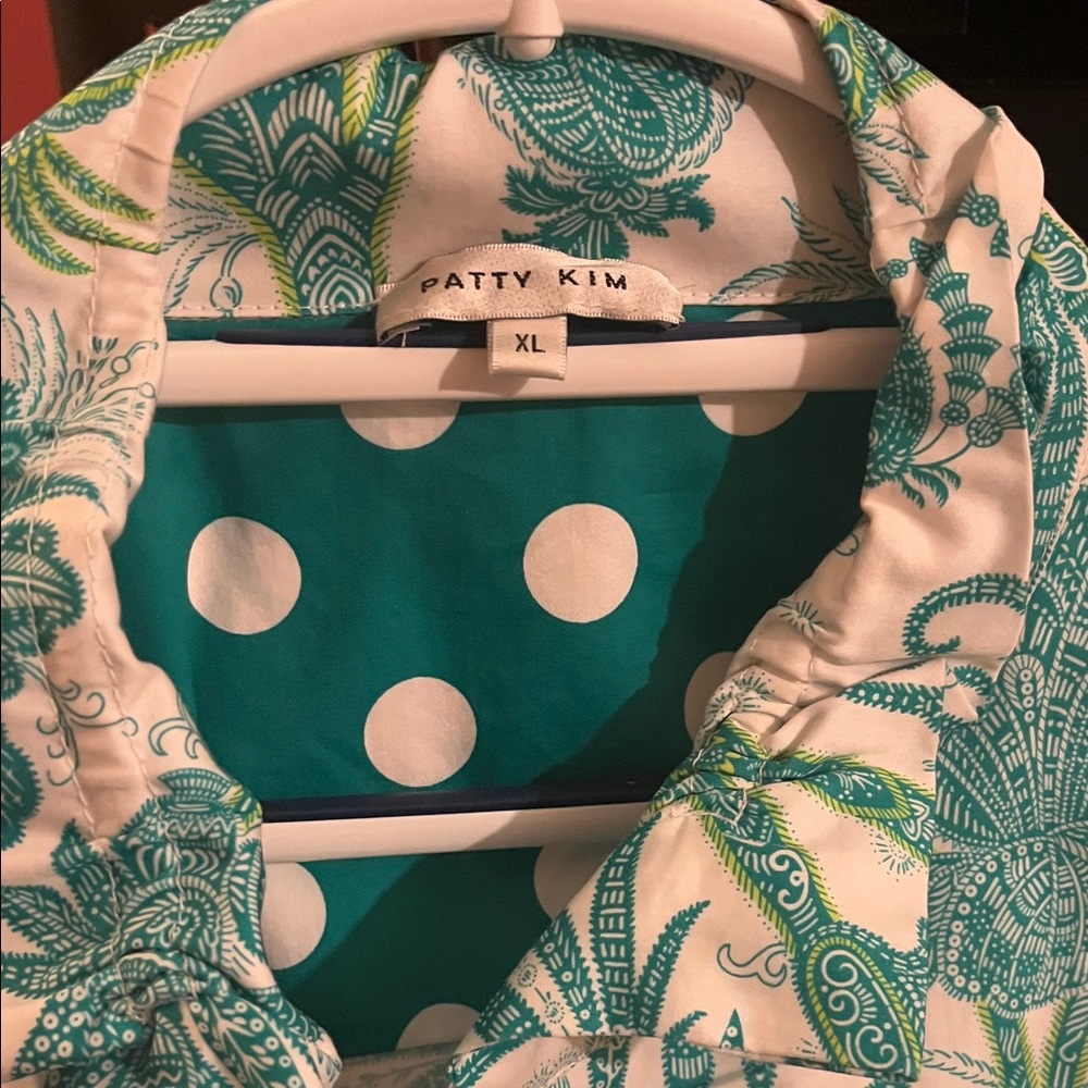 Patty Kim Turquoise and White Floral Dress